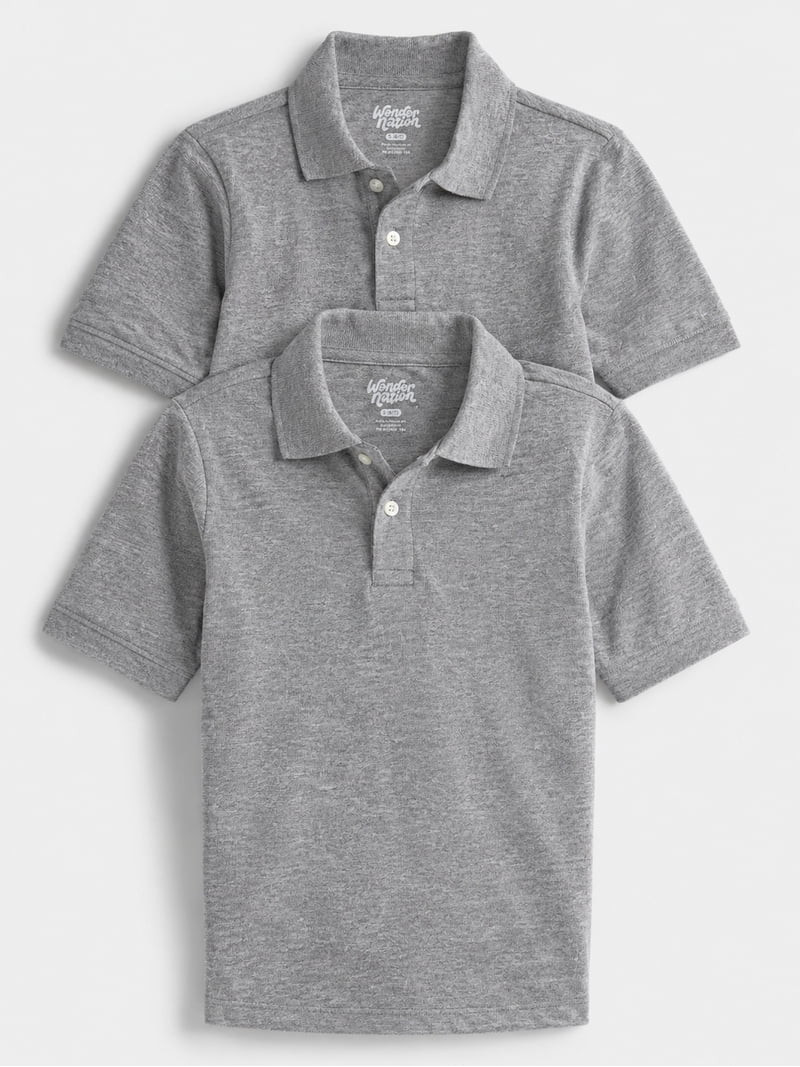 Wonder Nation Boys School Uniform Short Sleeve Pique Polo Shirt, 2-Pack, Size 4-18 & Husky | Walmart (US)