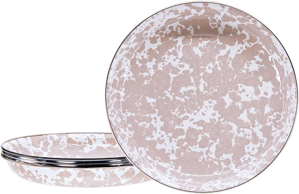 Golden Rabbit Enamelware - Taupe Swirl Pattern - Set of 4-10" Pasta Plates | Amazon (US)