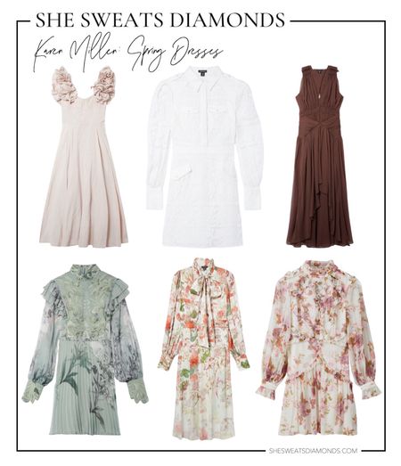 The prettiest dresses for spring from Karen Millen: blush ruffled shoulder dress, white lace dress, crinkle brown dress, floral dresses, and chiffon dresses!

Style tip: with the exception of the first dress, add a leather jacket and white sneakers to dress down your look!

#LTKSeasonal #LTKstyletip