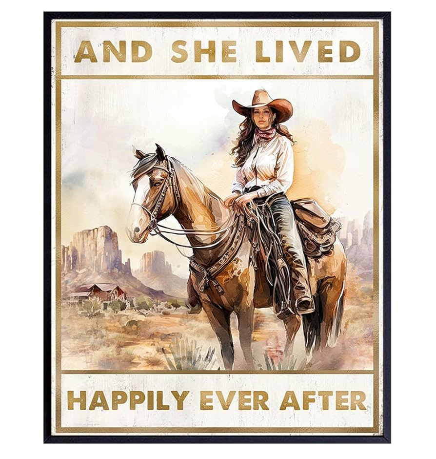 Western Home Decor for Women - Happily Ever After Sign - Horse Wall Decor - Rustic Farmhouse Styl... | Amazon (US)