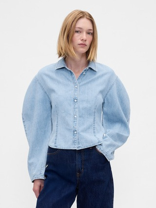 Denim Balloon-Sleeve Shirt | Gap (US)
