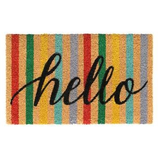 Natural Multi Color 18 in. x 30 in. Hello Doormat, Beige | The Home Depot