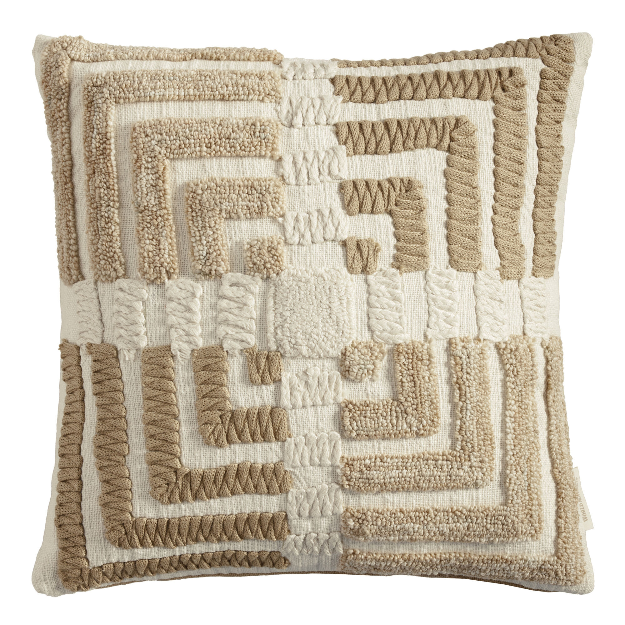 Taupe Concentric Square Indoor Outdoor Throw Pillow | World Market