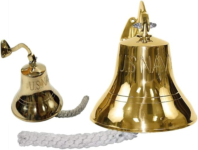 Solid Brass Traditional Ship Bell Wall Mounted Us Navy 6" Indoor/Outdoor Home Bars Rustic Vintage... | Amazon (US)