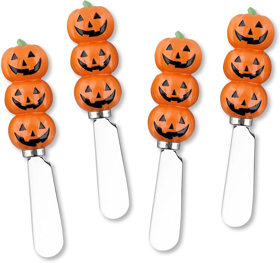 Jack-o'-lantern Cheese Spreaders, Hand-Painted Resin Handles with Stainless Steel Blades for Spre... | Amazon (US)