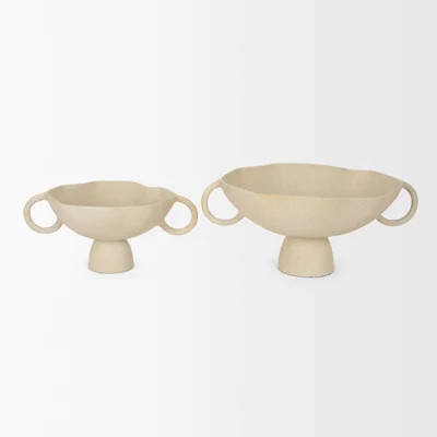 Sabine Beige Textured Small Metal Decorative Bowl | Wayfair North America