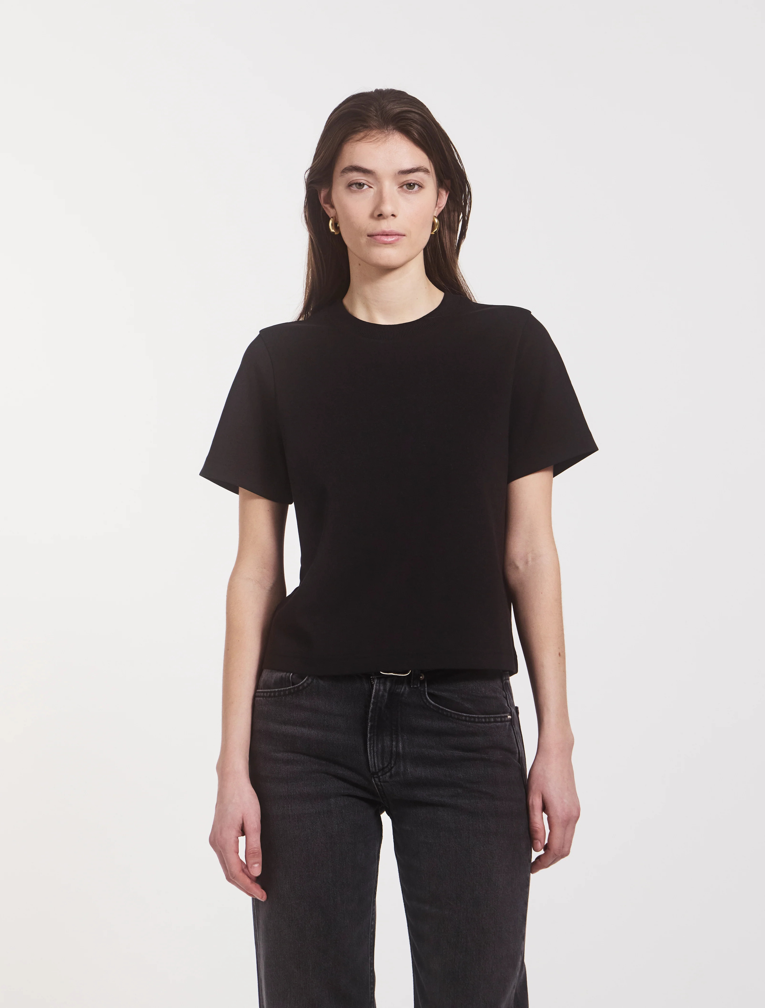 Compact Cotton Boxy T-shirt in Black | NinetyPercent