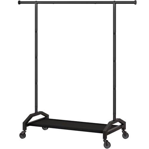 Clothes Rack Clothing Racks for Hanging Rolling Heavy Duty Coat Rack Drying Rack Clothing 180lbs Capacity 3" Industrial Wheels, 1" Pipe,Rolling Garment Rack Black | Amazon (US)