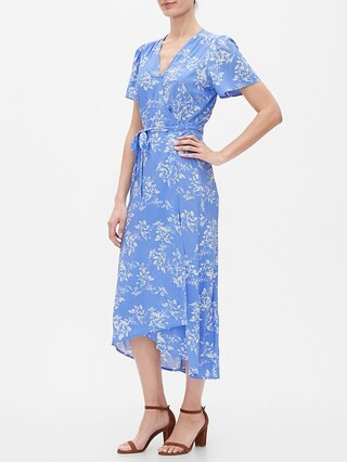 Print Midi Wrap Dress | Gap Factory