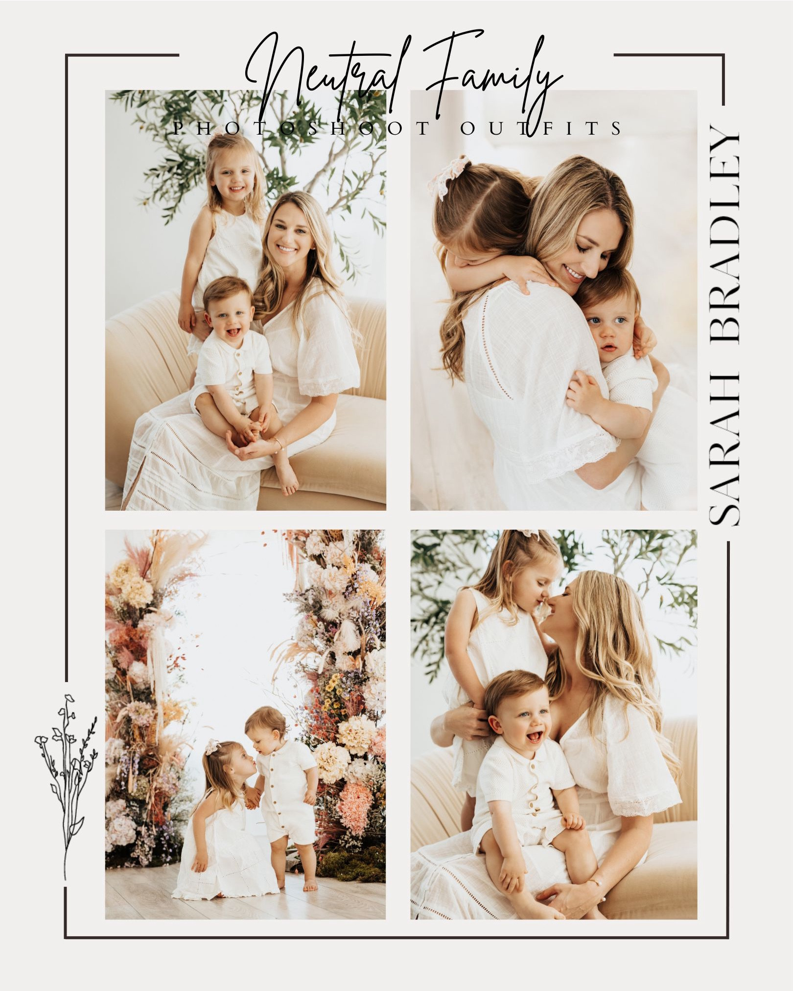 Whites and creams were a perfect idea for studio #mommyandme minis! Let the faces and the joy shine, and bring the warmth! Shop these affordable looks. Can you handle that jumpsuit! #familyphotoshootoutfits