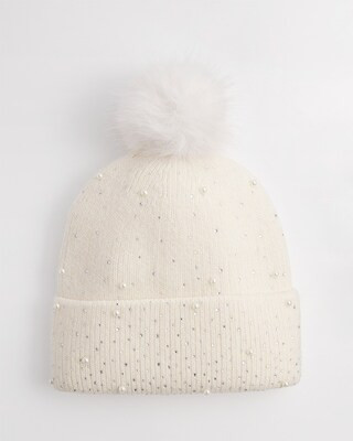 Faux Pearl Cashmere Blend Pom Pom Hat | Chico's