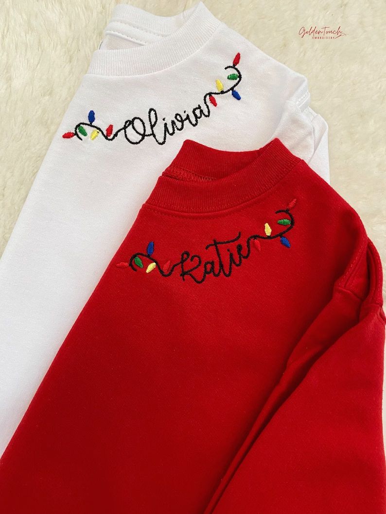 Kids Embroidered Christmas Sweatshirt / Monogram Christmas Shirt / Christmas Lights Shirt / Kids ... | Etsy (US)