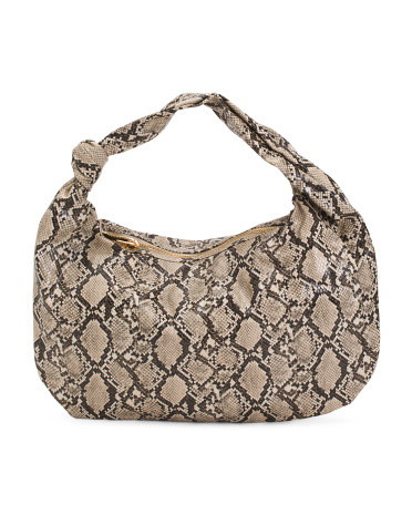 Vanessa Snake Print With Knot Handle Hobo Bag | TJ Maxx