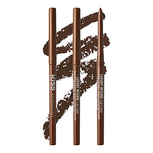 KISS NEW YORK Professional Lip Liner, Long-Lasting Luxury Intense Lipliner, Creamy Retractable Easy to Use Richly Pigmented Lip Liner Pencil 3 PCS (Dark Brown) | Amazon (US)