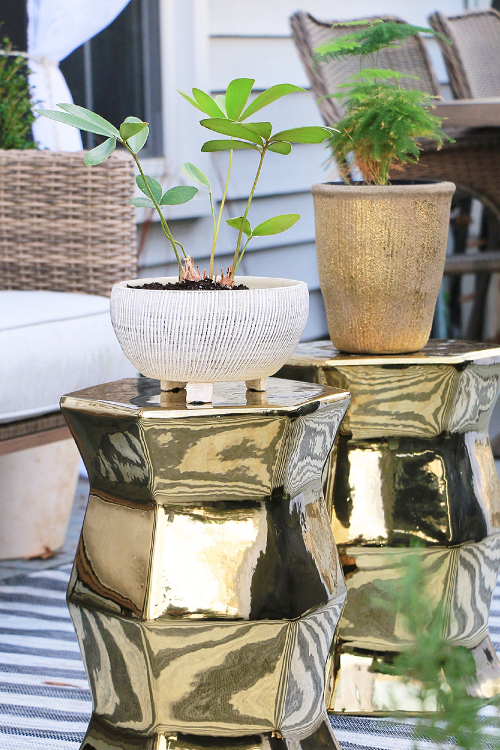 Textured Planter + Gold Garden Stools

#LTKHome