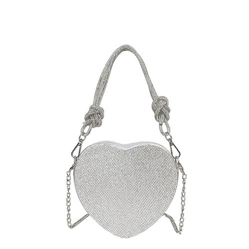 CALLPIONEER Evening Bag for Women, Silver Purse Heart Shaped Purse Crossbody Bags Shoulder Handbag for Formal (7.5 Inch) | Amazon (US)