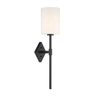 Filament Design 1-Light Matte Black Sconce with White Opal Glass CLI-SH284250 | The Home Depot
