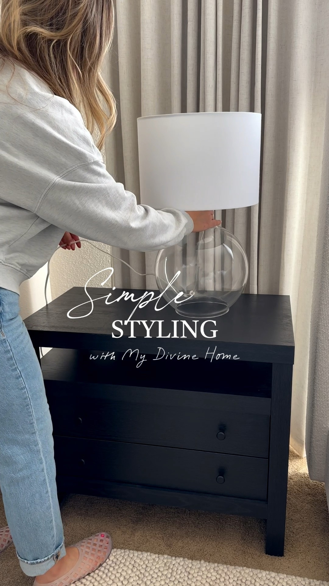 Style these new Walmart nightstands with me!

This glass lamp dupe is inspired by Pottery Barn. Only $50 from Home Depot!

You can use this lampshade adapter to use any lampshade you want that works with it. I love using an empire lampshade for an elevated look!

My favorite olive stems that look the most real. The best I’ve ever tried.

These faux storage books are hit! Affordable, functional and crafted so well. They come in other colors too!

These nightstands were so easy to put together! They also have nice drawer slides and a usb outlet to plug charge your phone!

Bedroom ideas, nightstands, home decor, interior designer, interior design, how-to decorate, nightstand decor, lamps, styling, decor, bedroom inspo, design on a budget