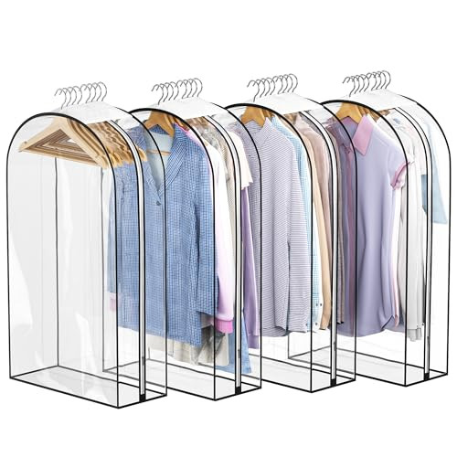Clear Garment Bags for Hanging Clothes 10” Gusseted, Suit Bags for Closet Storage, Hanging Plas... | Amazon (US)