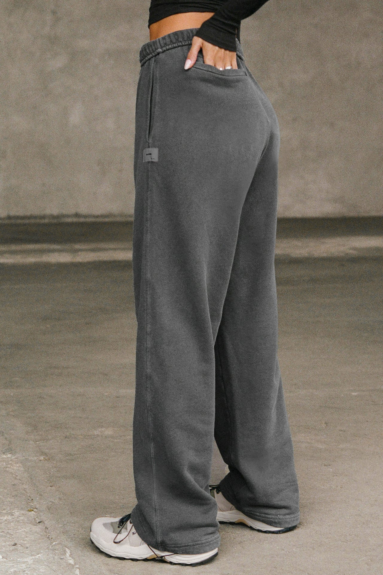 Oversized Straight Leg Jogger - Washed Black French Terry | Joah Brown