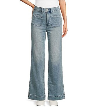 Faherty Stretch Terry High Rise Wide Leg Front Patch Pocket Jeans - 24 | Dillard's