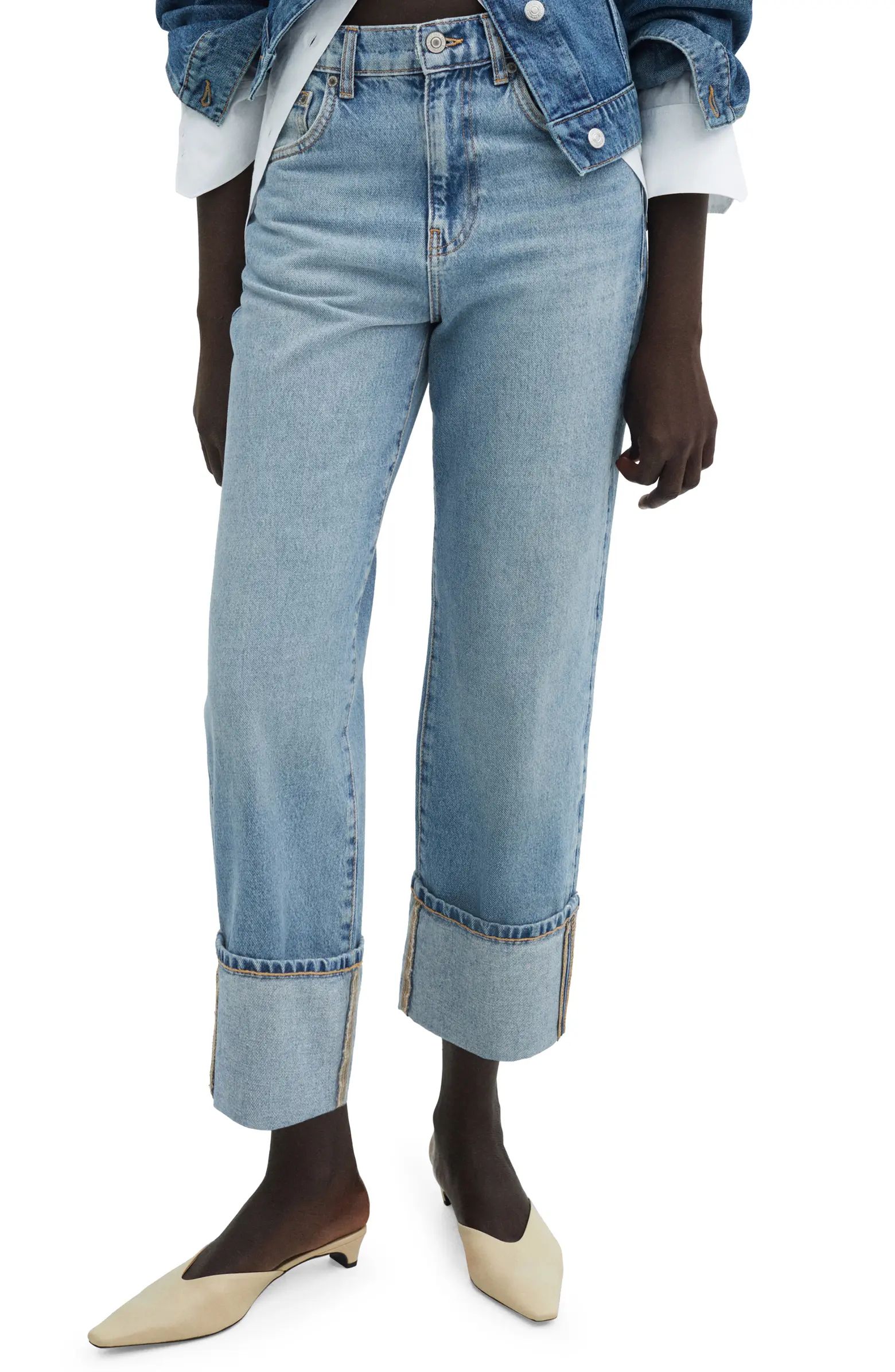 MANGO Cuff Wide Leg Jeans | Nordstrom | Nordstrom