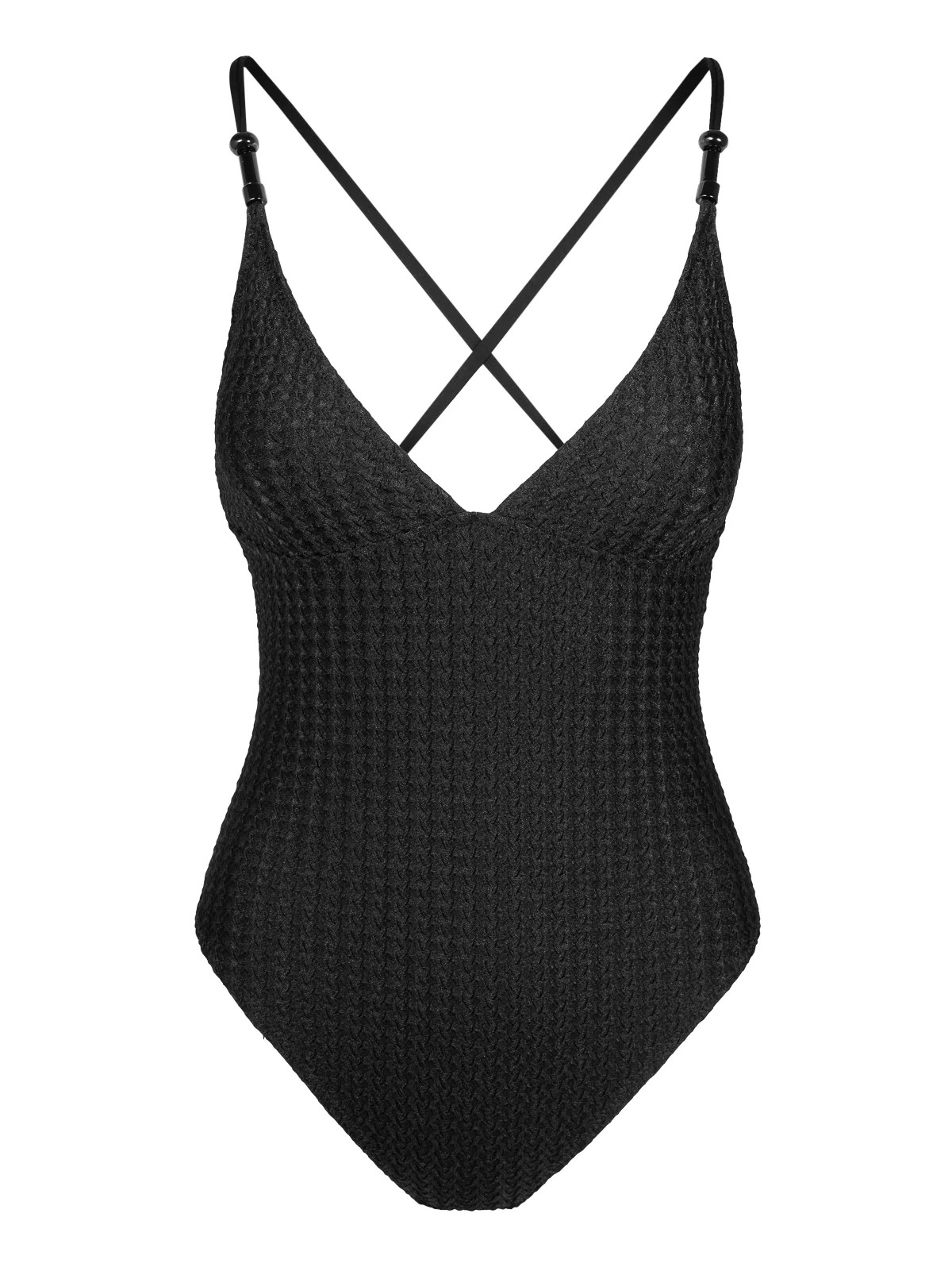 Twisted Jacquard Classic One Piece in Black | Jessica Simpson