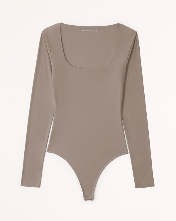 Soft Matte Seamless Long-Sleeve Squareneck Bodysuit | Abercrombie & Fitch (US)