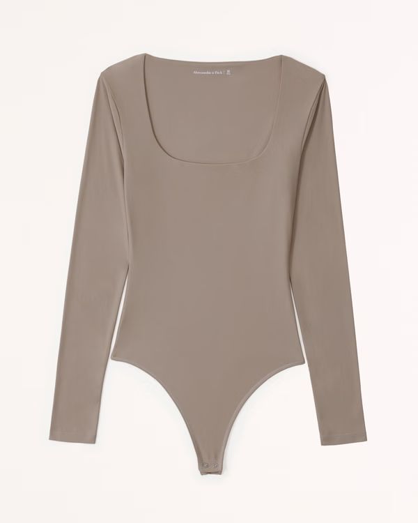 Soft Matte Seamless Long-Sleeve Squareneck Bodysuit | Abercrombie & Fitch (US)