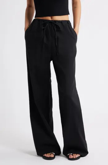 Open Edit Wide Leg Linen Blend Pants | Nordstrom | Nordstrom