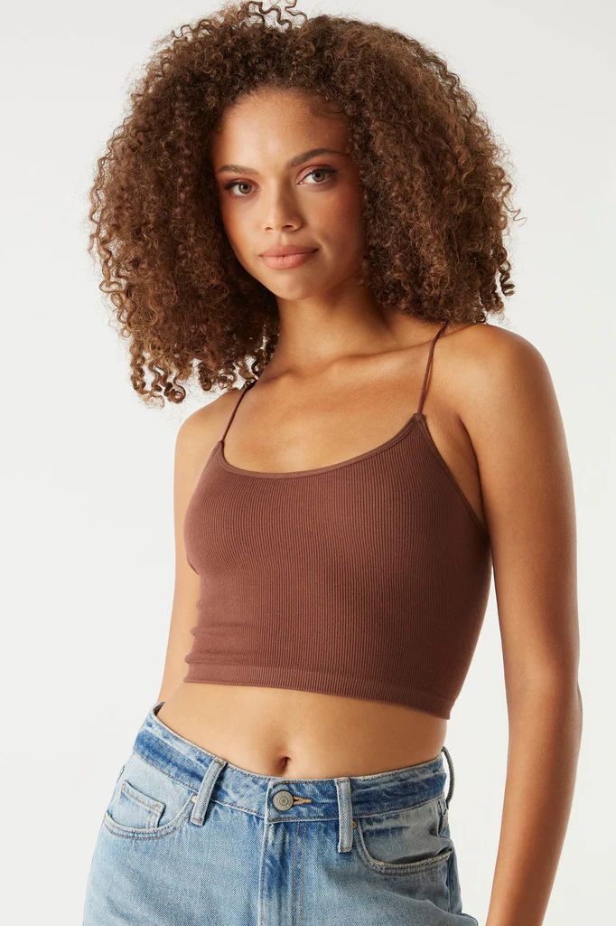 Seamless Ribbed Bungee Cropped Cami | Charlotte Russe