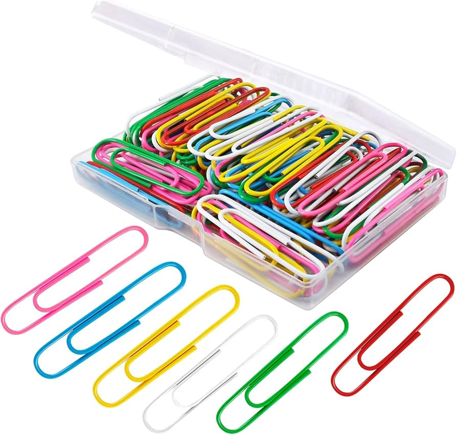 Paper Clips, 100Pcs 2 Inch Large Paperclips, Assorted Colored Coated Jumbo Reusable Big Paperclip... | Amazon (US)