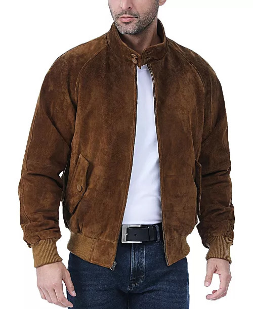 Men WWII Suede Leather Bomber Jacket | Macy's