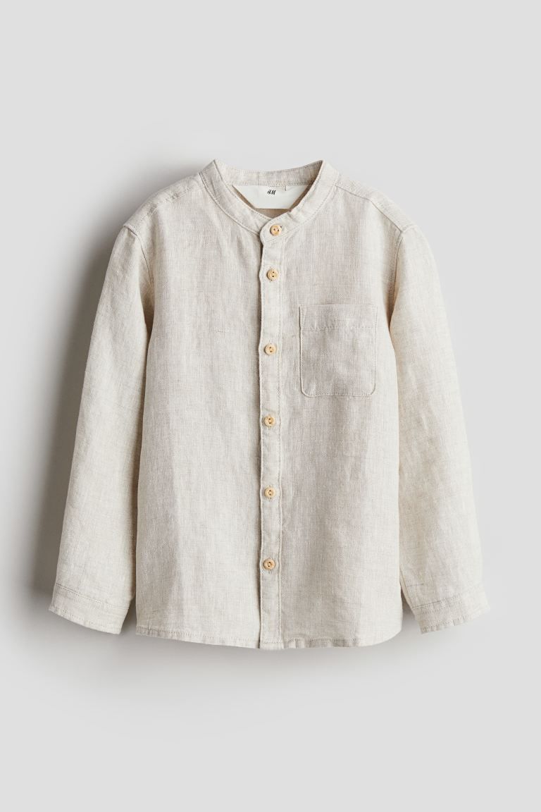 Linen Band Collar Shirt | H&M (US + CA)