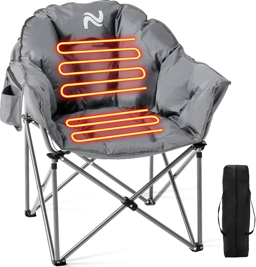 NAIZEA Heated Camping Chair, Oversized Camping Folding Chair, Patio Lounge Chairs with 3 Heat Lev... | Amazon (US)