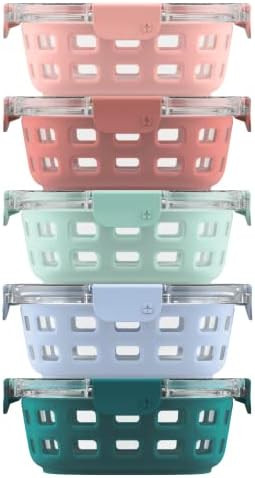 Amazon.com: Ello Duraglass Round Glass Meal Prep Storage Containers Set with Leak Proof Airtight ... | Amazon (US)
