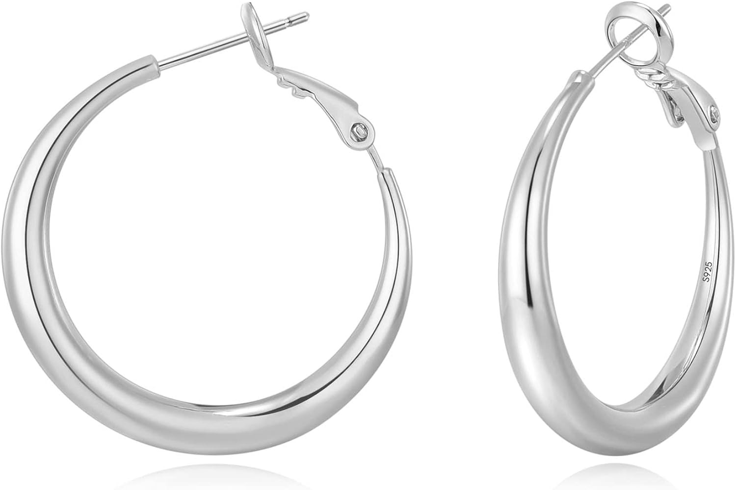 EXGOX Sterling Silver Hoop Earrings - Hypoallergenic, Lightweight, Chunky, 14K Real Gold Plated, ... | Amazon (US)