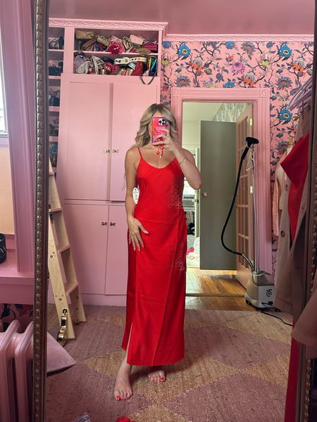 Walmart Fashion Try-on | Scoop Women’s Satin Midi Slip Dress with Side Slit in Fiery Red | Wearing size XS

#LTKSeasonal #LTKfindsunder50 #LTKstyletip