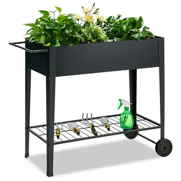 Costway Raised Garden Bed Elevated Planter Box on Wheels Steel Planter | Bed Bath & Beyond