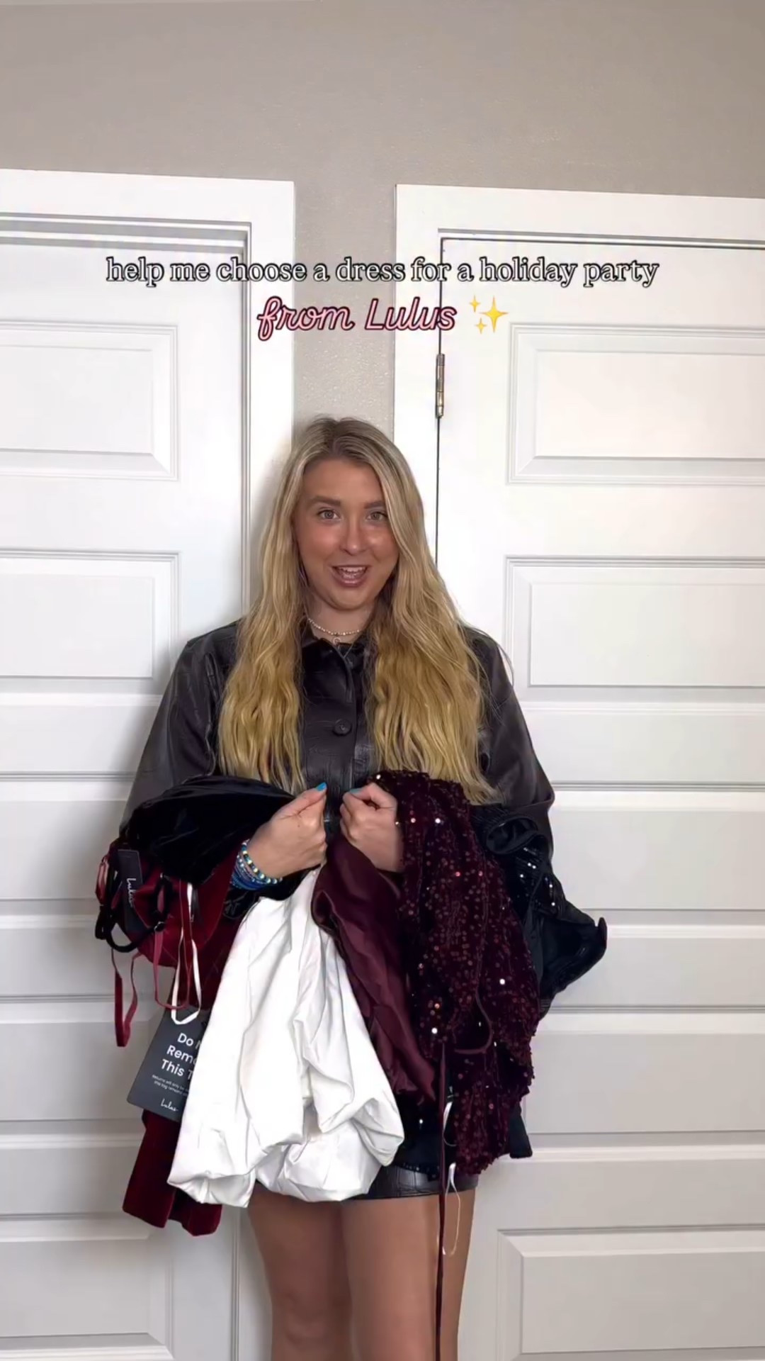 which dress from @lulus should I wear to the holiday party?❄️✨🎅🏼🎄 I love all four options!✨ Lulus has the best options for affordable dresses!❤️

New years  eve , New Year’s Eve outfit ideas 

Set from blank NYC I’m wearing an XL (size 14) & it fits true to size! I love this set so much it’s so high quality! Jacket is $148 & skirt is $98!

The black & white velvet bubble dress is on sale for only $21! I’m wearing a size XL! 

Red velvet skater dress is $69! I’m wearing a size XL! So flattering! 

The black strapless sequin bow dress is so cute for NYE! On sale for $41! I’m wearing a size XL! 

Red sequin dress is out of stock :(

❤️❤️ #explore #outfitinspo #holidaypartyoutfit #lulus #outfitinspo

#LTKSaleAlert #LTKMidsize #LTKTall