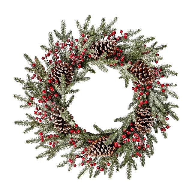 Frosted Christmas Wreath, 28 in, by Holiday Time - Walmart.com | Walmart (US)