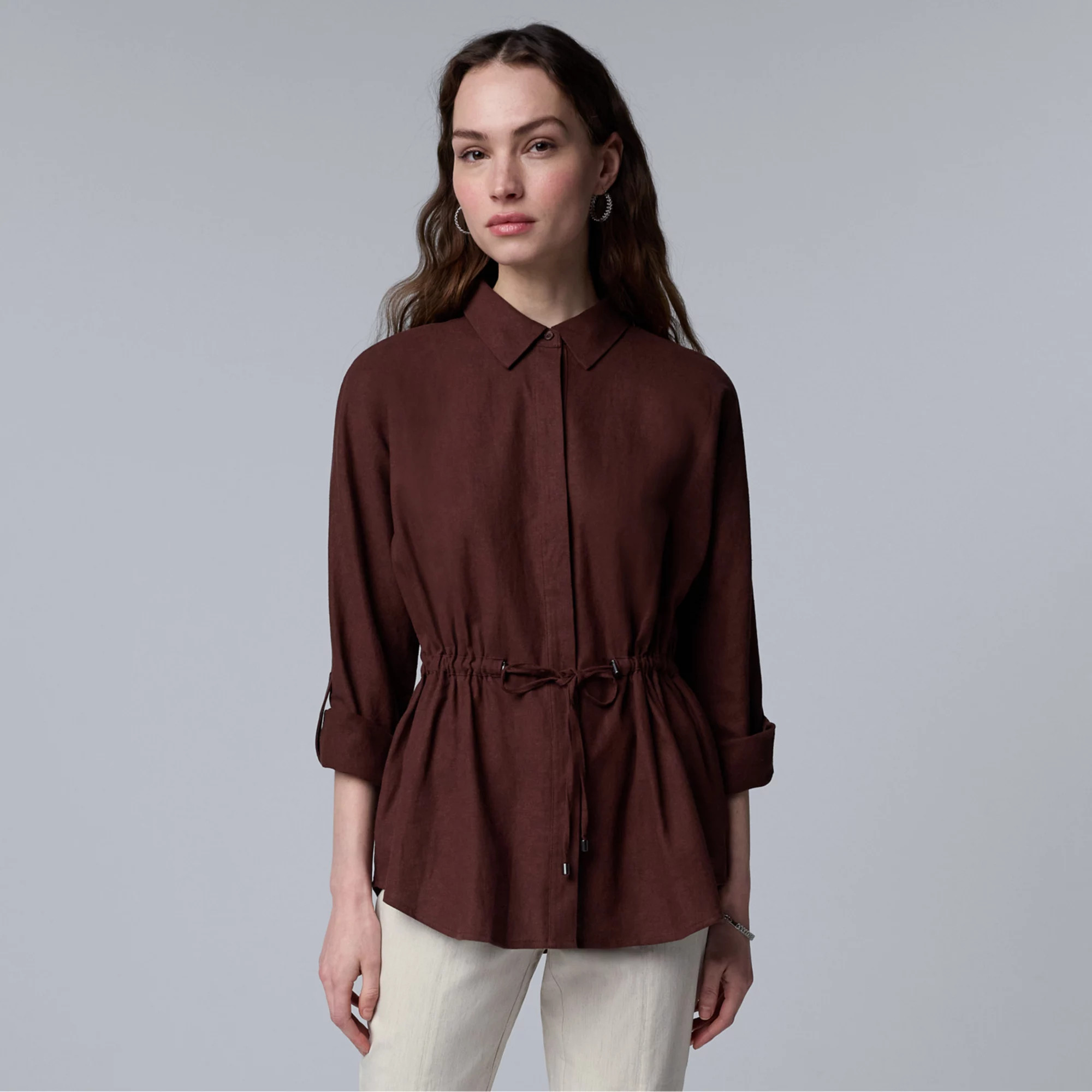 Women's Simply Vera Vera Wang Linen Tie Waist Tunic | Kohl's