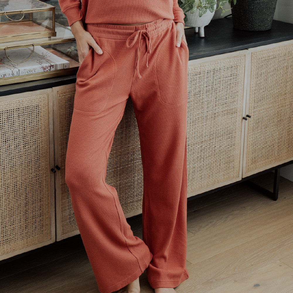 Waffle-Knit Straight Leg Pant | Cariloha