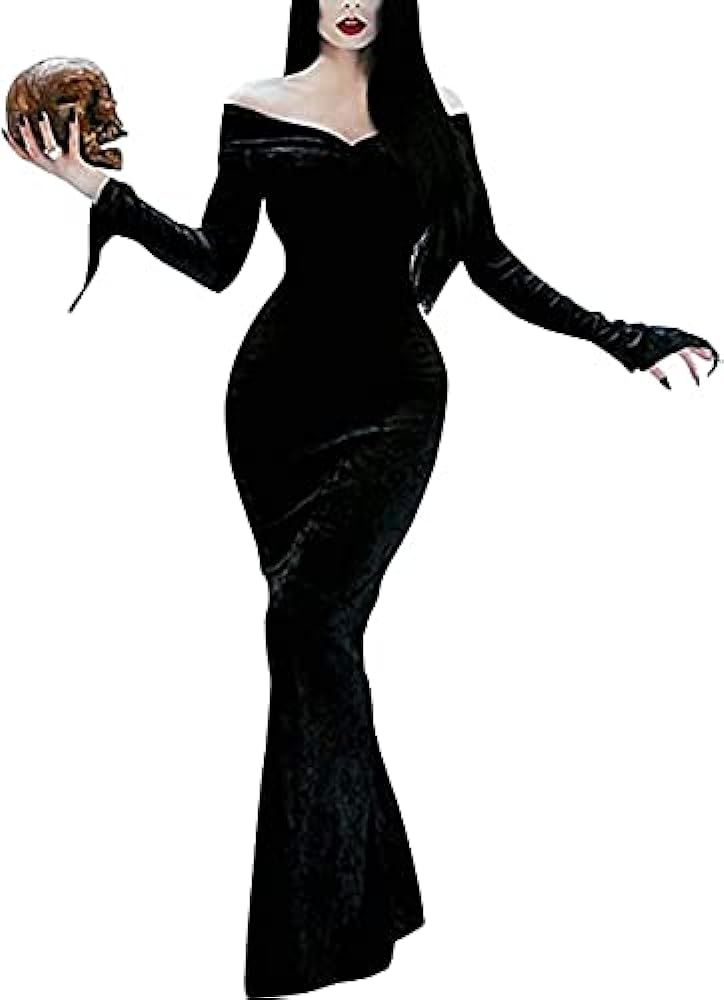 YAOHUOLE Halloween Costume Addams Family Pugsley Costume Off Shoulder Party Dresses S-XL | Amazon (US)