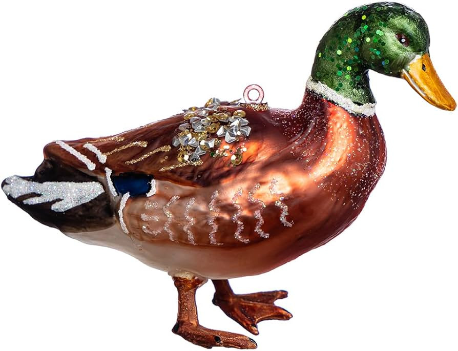 Set of 2 Hand Blown Glass Mallard Duck Ornaments for Christmas Tree, Cute Hanging Glass Mallard D... | Amazon (US)