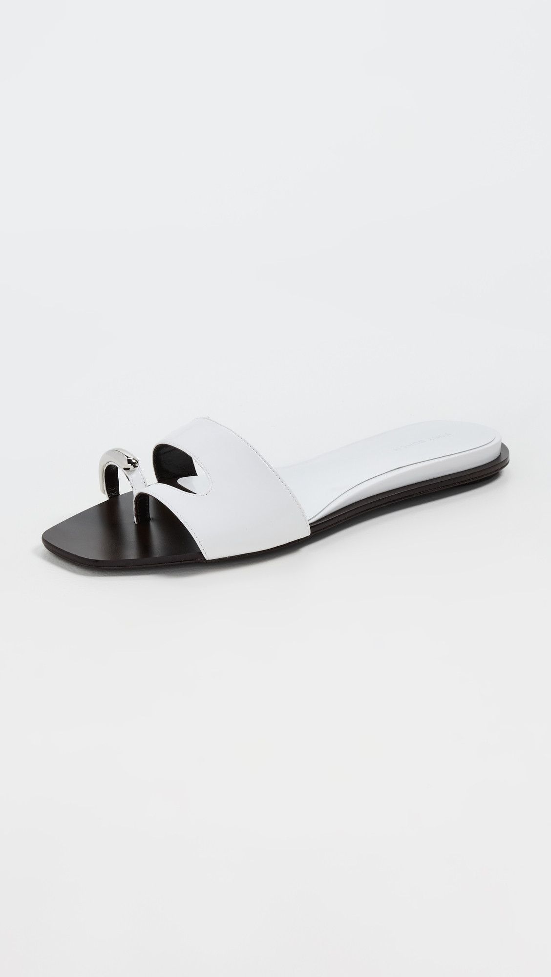 Tory Burch Pierced Slides Bianco/Silver 5 | Shopbop