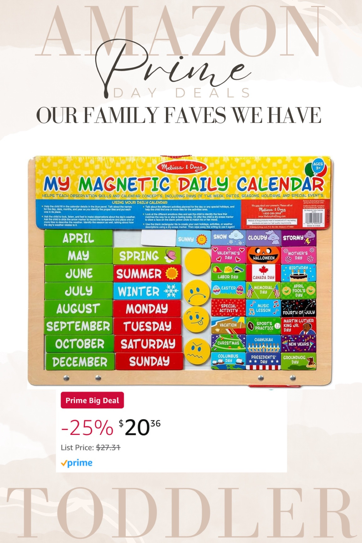 Amazon prime day deals fall 2023 toddler toys and room must haves + more that our family loves! 

Our son loves this daily calendar to help him with routine and to know what events are going on that week! Melissa and Doug have some of our favourite toddler toys overall and this one is a hit! 

#LTKsalealert #LTKxPrime #LTKkids