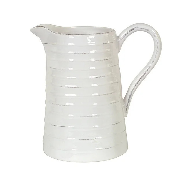 Creative Co-Op White Ceramic Pitcher | Walmart (US)