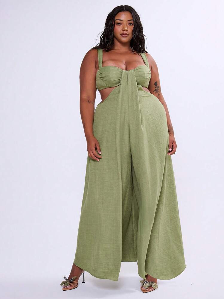 MUSERA Gathered Bust Cut Out Sides Flowy Full Maxi Dress Spring Summer Elegant Classy Vacation Holiday Cute Holiday Romantic Cover Up | SHEIN