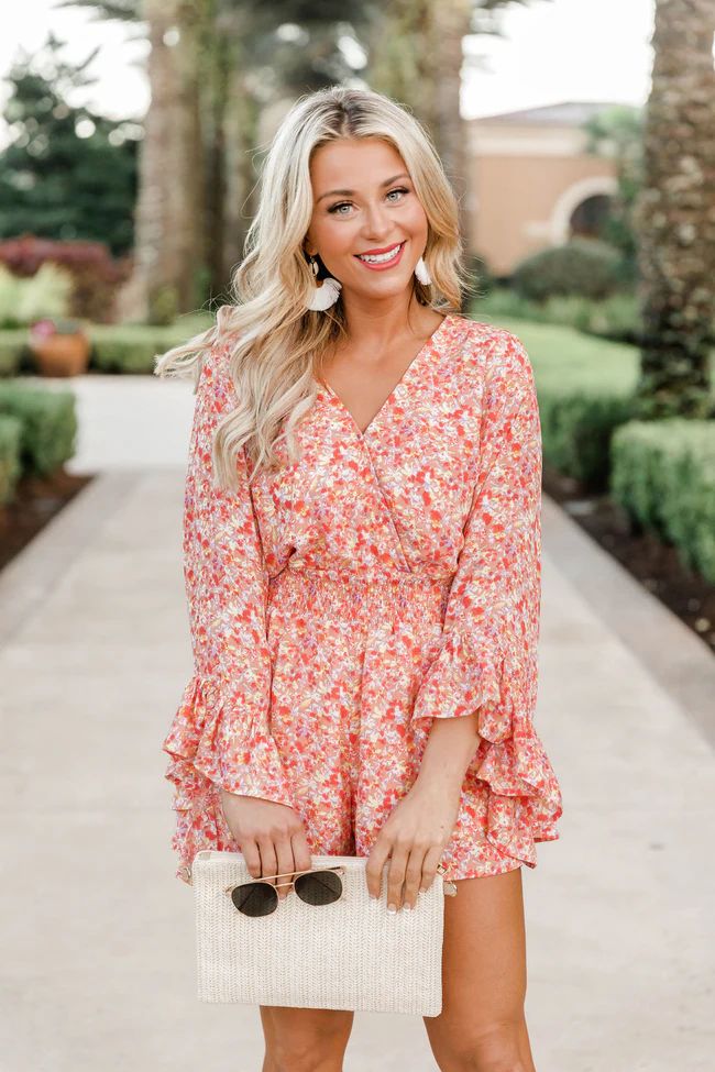 I Keep Hoping Coral Floral Multi Romper | The Pink Lily Boutique